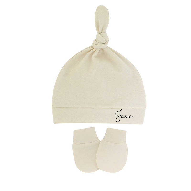 Personalized Newborn Baby Knot Hat Set | CWBaby14
