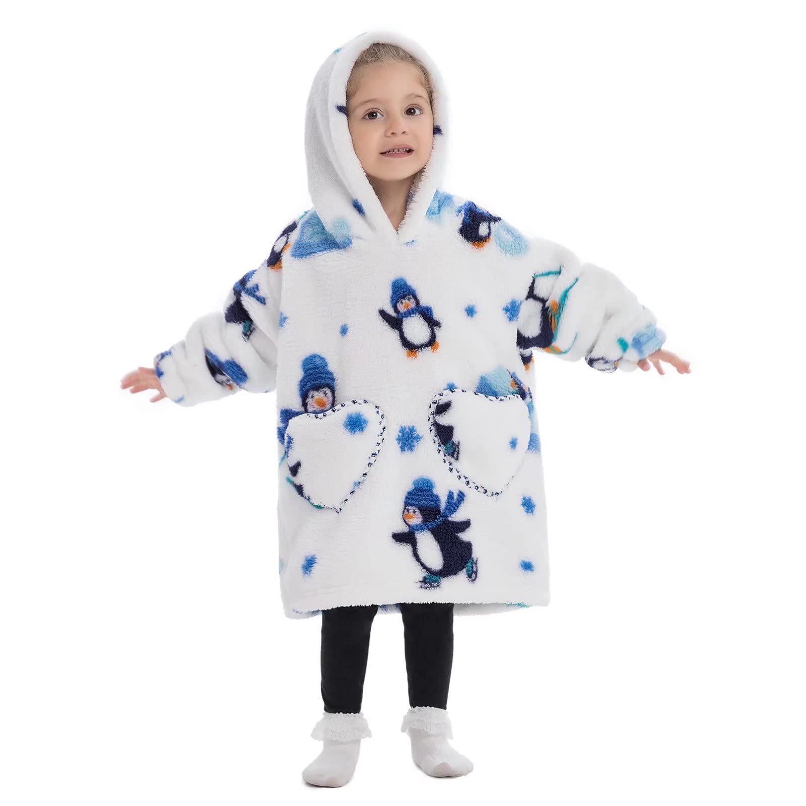 Personalized Embroidery Wearable Blanket Hoodie with Pockets for Toddler | BHKid01
