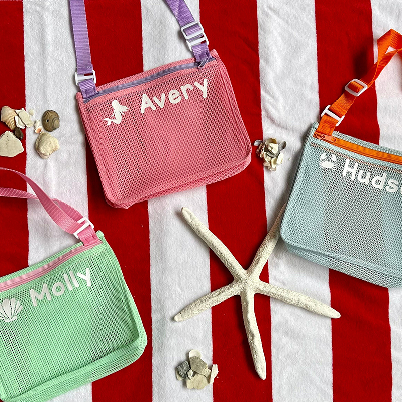 Personalized Seashell Zipper Mesh Beach Bag | CWBeach01