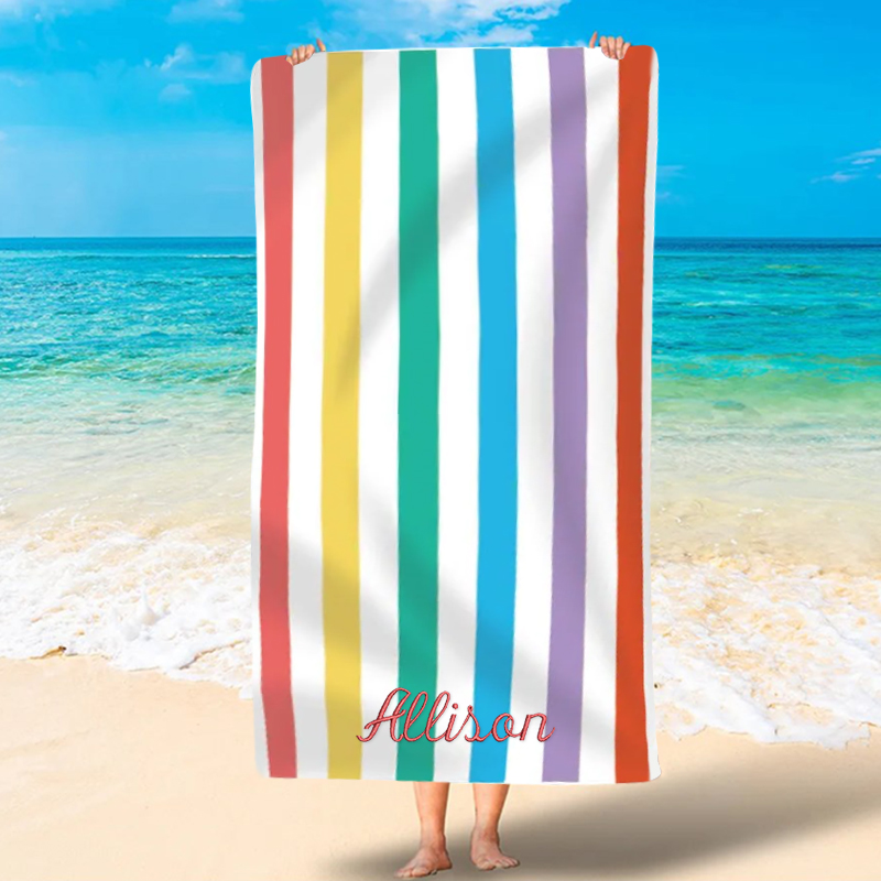 Personalized Striped Pool Towel for Summer & Beach | CWTowel52
