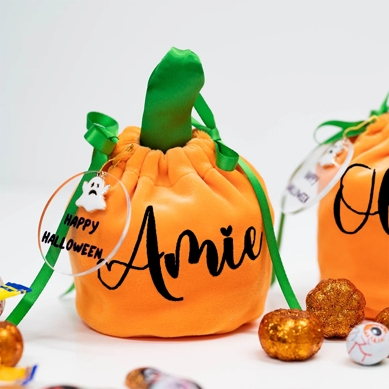 Personalized Name Pumpkin Treat Bag | CWHalloween05