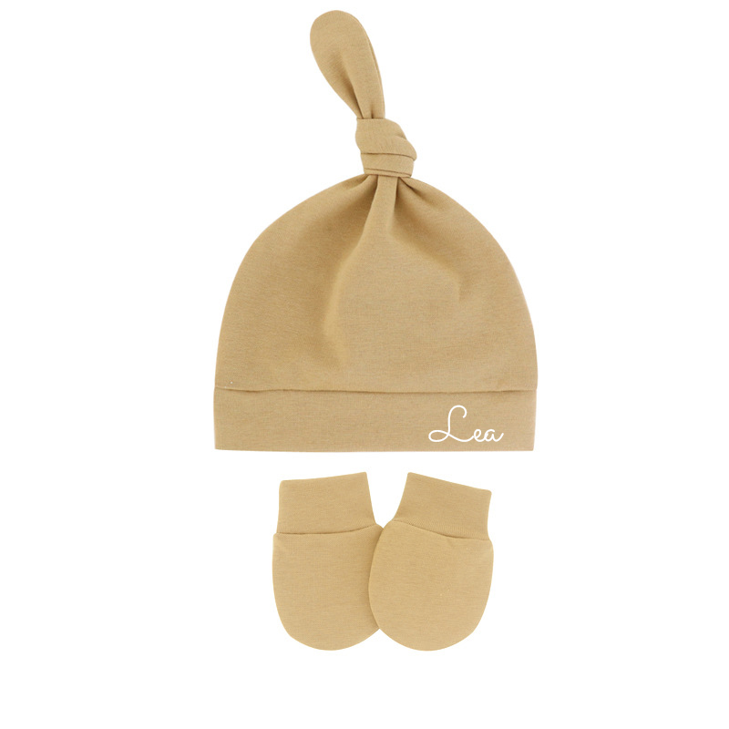 Personalized Newborn Baby Knot Hat Set | CWBaby14