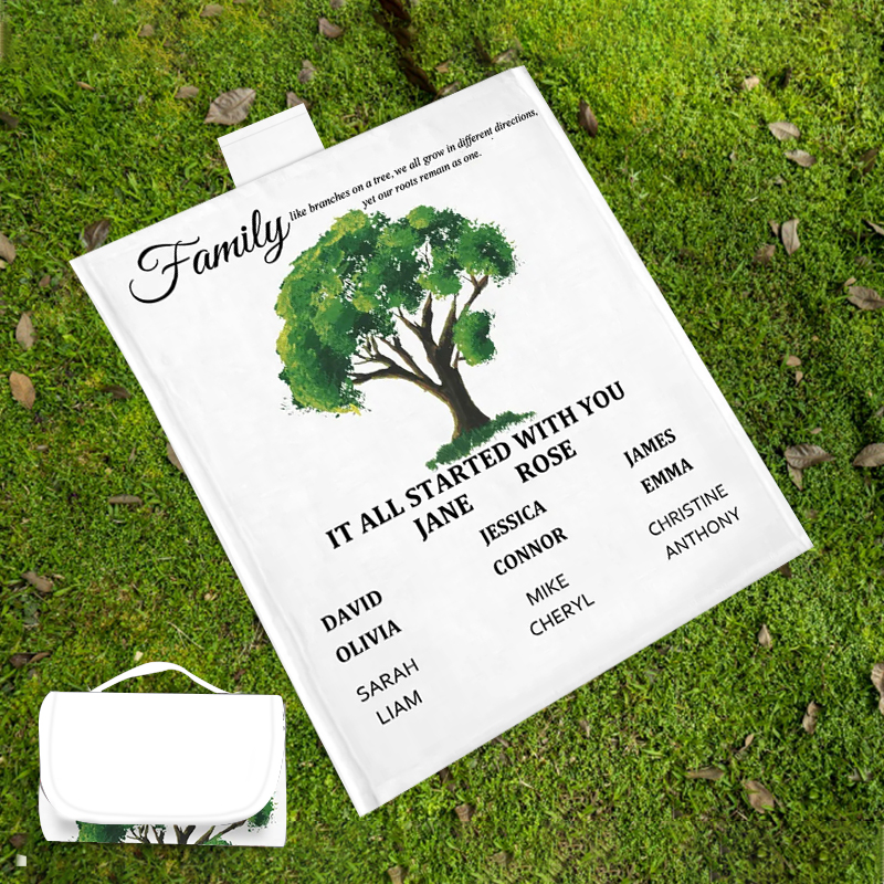 Personalized Waterproof Family Picnic Blanket with Tote | FamPic05