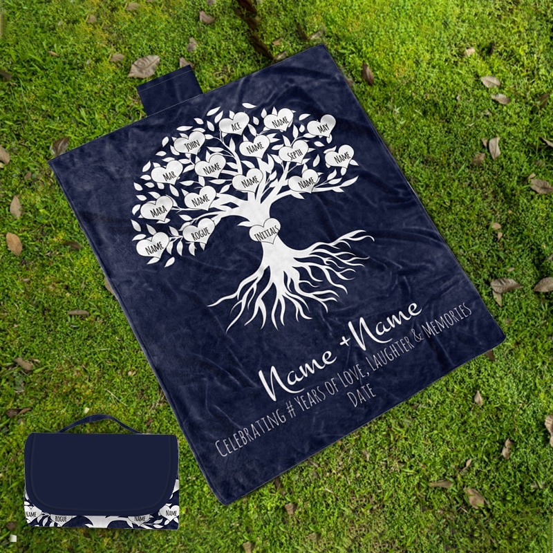 Personalized Waterproof Family Picnic Blanket with Tote | FamPic06