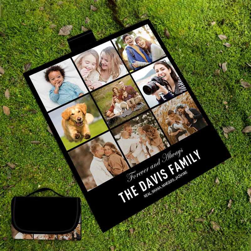 Personalized Waterproof Photo Picnic Blanket with Tote | PhoPic08