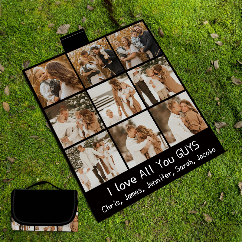 Personalized Waterproof Photo Picnic Blanket with Tote | PhoPic02