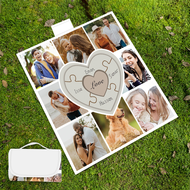 Personalized Waterproof Photo Picnic Blanket with Tote | PhoPic09