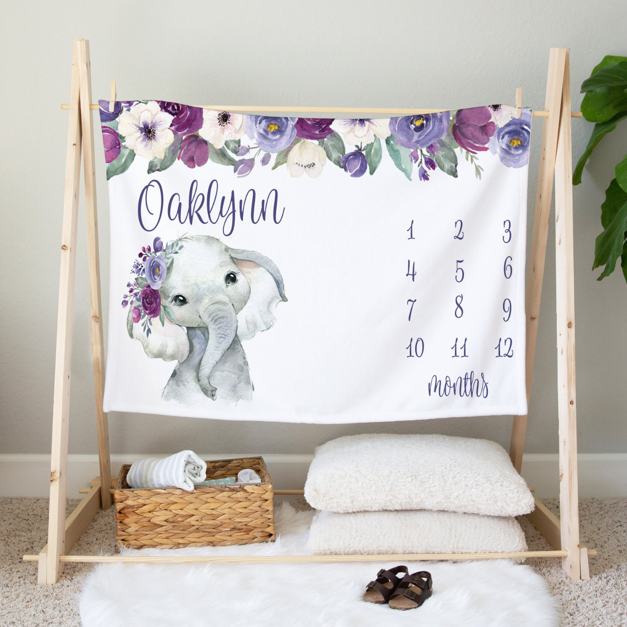 Personalized Baby Milestone Blanket for Comfort & Unique | BKMS013