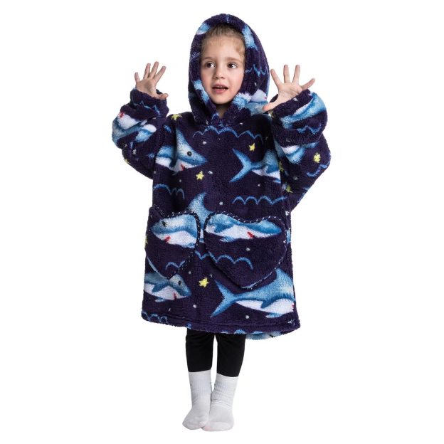 Personalized Embroidery Wearable Blanket Hoodie with Pockets for Toddler | BHKid01