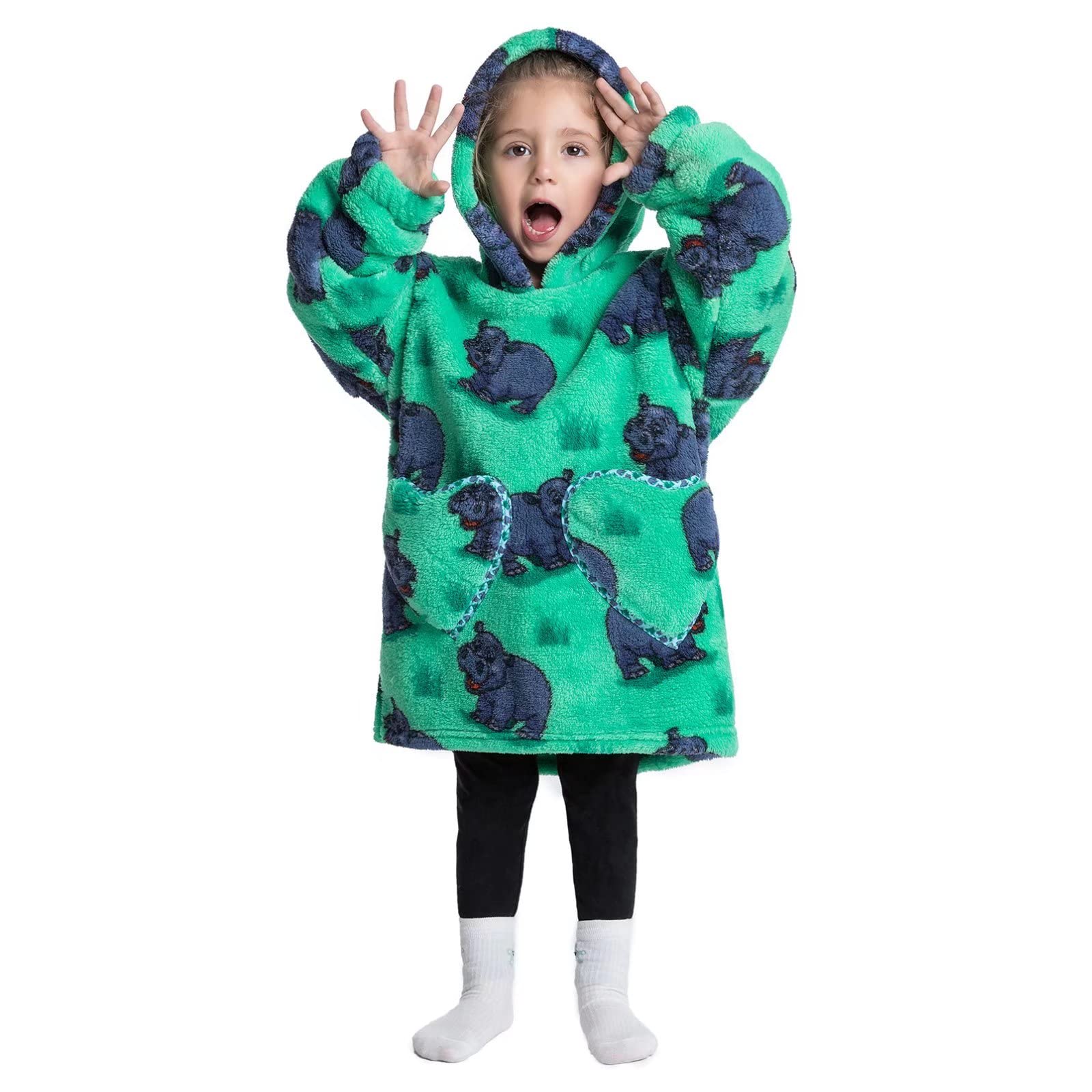 Personalized Embroidery Wearable Blanket Hoodie with Pockets for Toddler | BHKid01