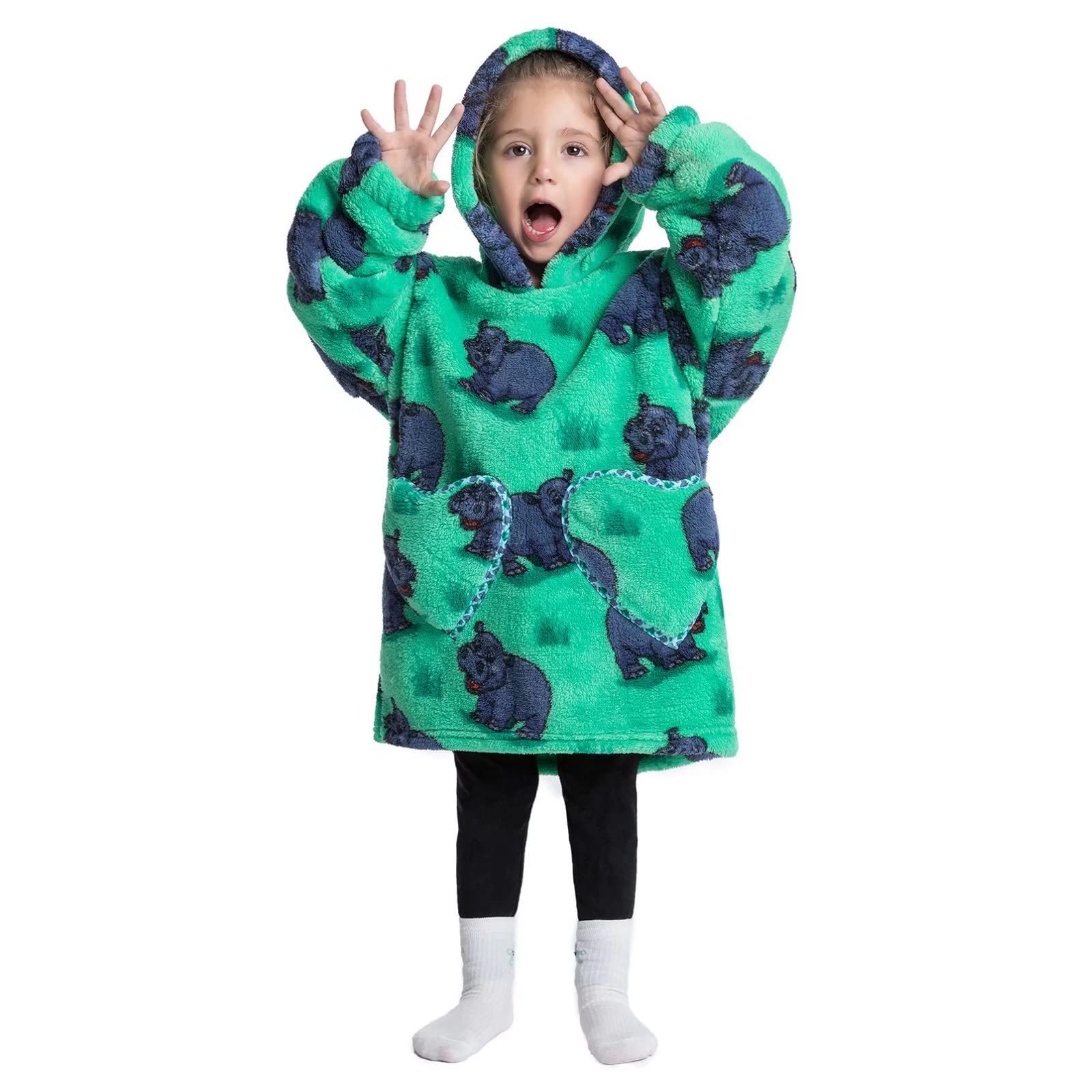 Personalized Embroidery Wearable Blanket Hoodie with Pockets for Toddler | BHKid01