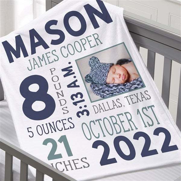 Personalized Baby Milestone Blanket with Birth Information | BKMS014