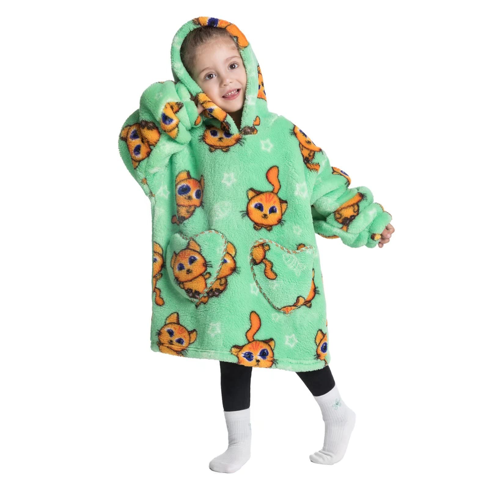 Personalized Embroidery Wearable Blanket Hoodie with Pockets for Toddler | BHKid01