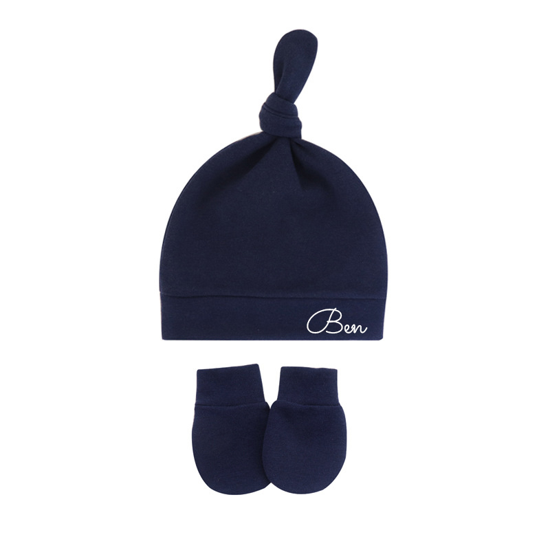 Personalized Newborn Baby Knot Hat Set | CWBaby14