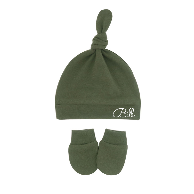 Personalized Newborn Baby Knot Hat Set | CWBaby14