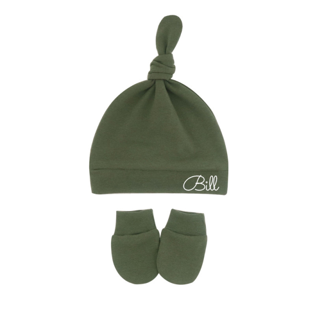 Personalized Newborn Baby Knot Hat Set | CWBaby14