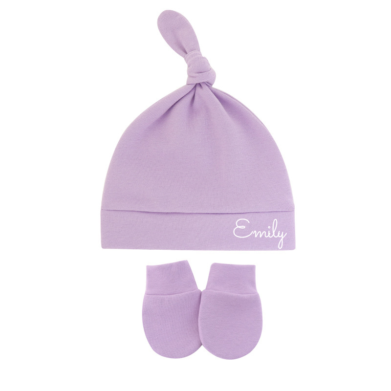Personalized Newborn Baby Knot Hat Set | CWBaby14