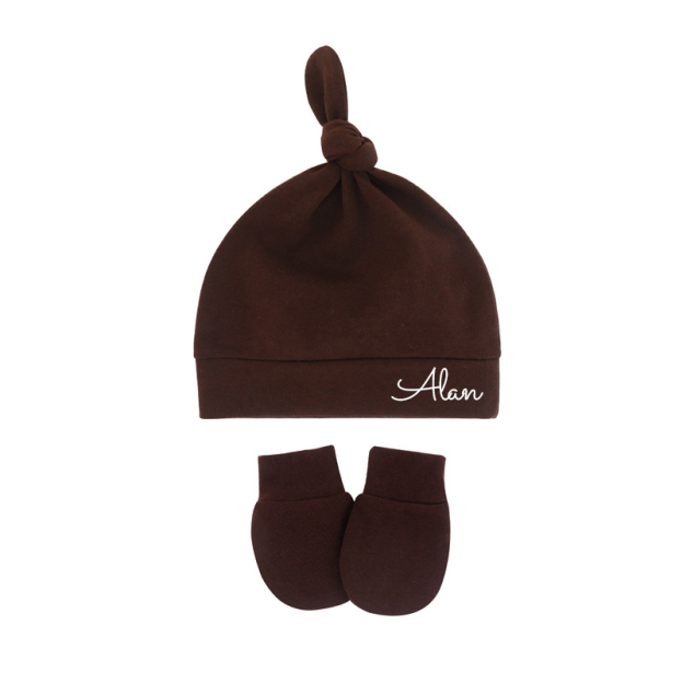 Personalized Newborn Baby Knot Hat Set | CWBaby14