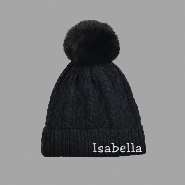Personalized Embroidery Detachable Pom Pom Hat for Comfort & Unique | HSKid10