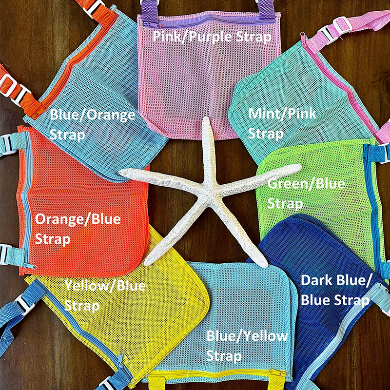 Personalized Seashell Zipper Mesh Beach Bag | CWBeach01