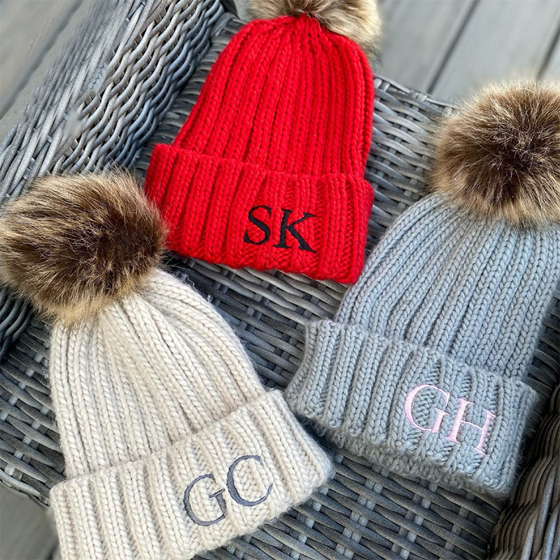 Personalized Embroidery Kid Pom Pom Hat and Scarf for Comfort & Unique | HSKid05