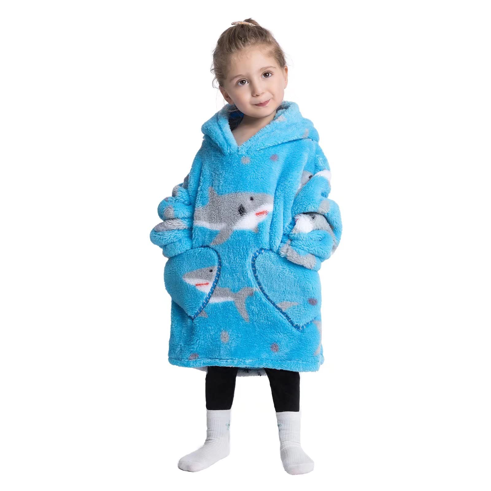 Personalized Embroidery Wearable Blanket Hoodie with Pockets for Toddler | BHKid01