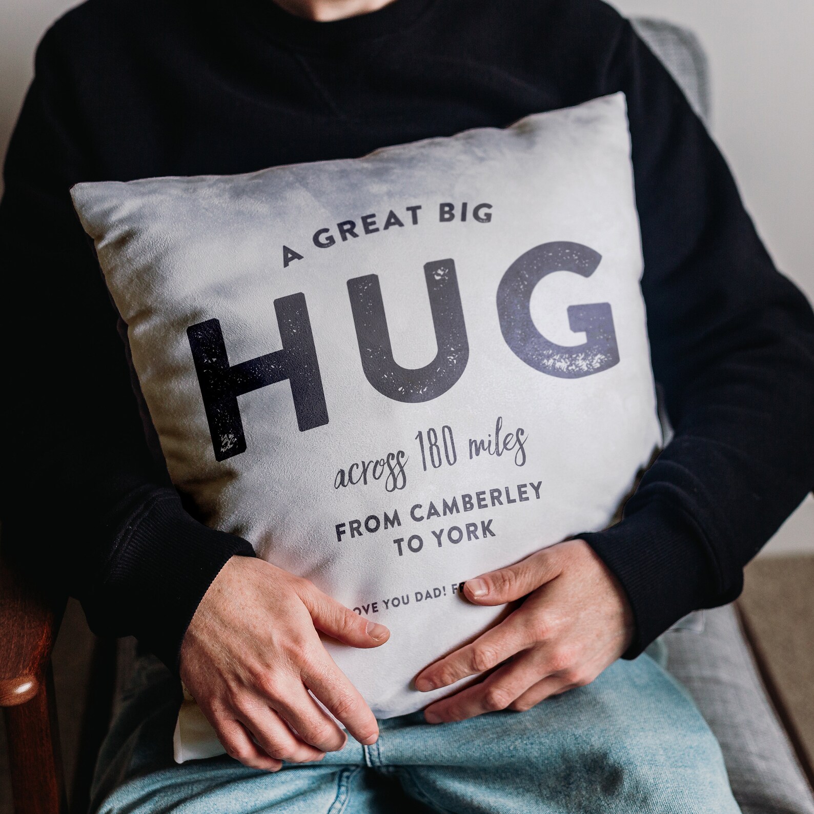 Personalised 'Hug Across The Miles' Cushion for Comfort & Unique | CWCush01