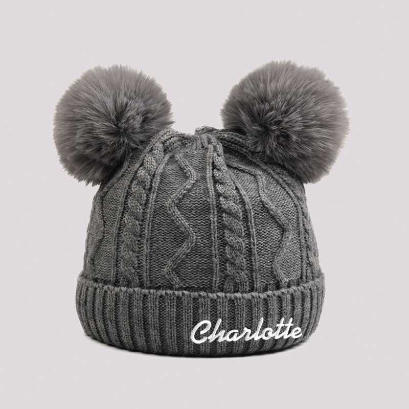 Personalized Embroidery Detachable Pom Pom Hat for Comfort & Unique | HSKid10