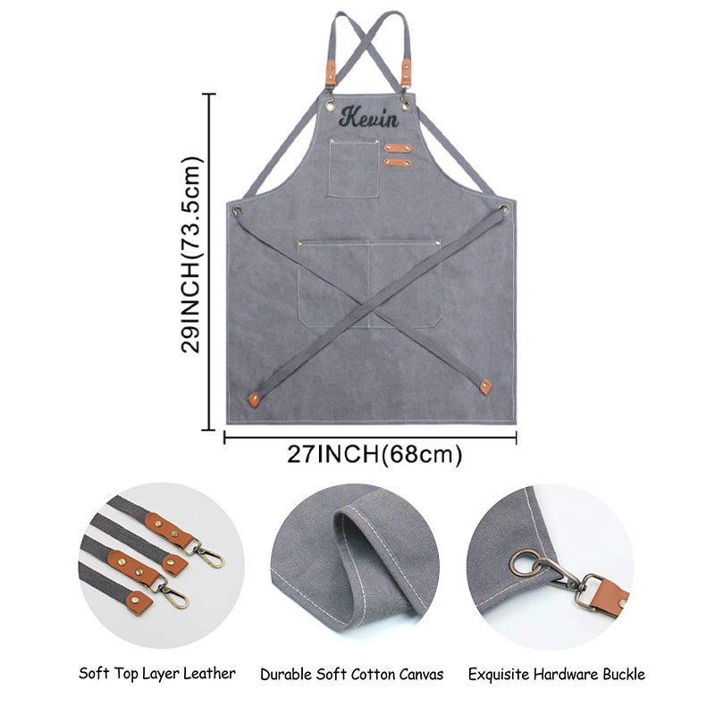 Personalized Name on Canvas Apron with Pockets for Unisex Adult | Apro