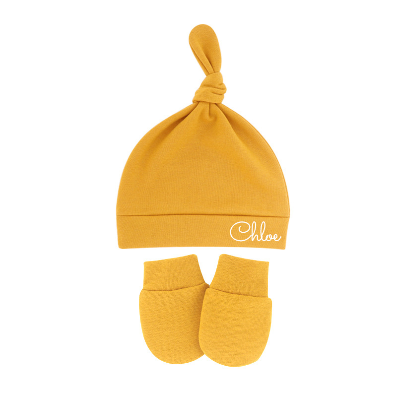 Personalized Newborn Baby Knot Hat Set | CWBaby14