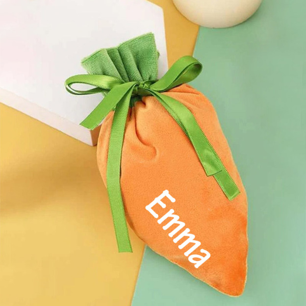 Personalized Name Easter Carrot Velvet Basket | CWEaster05