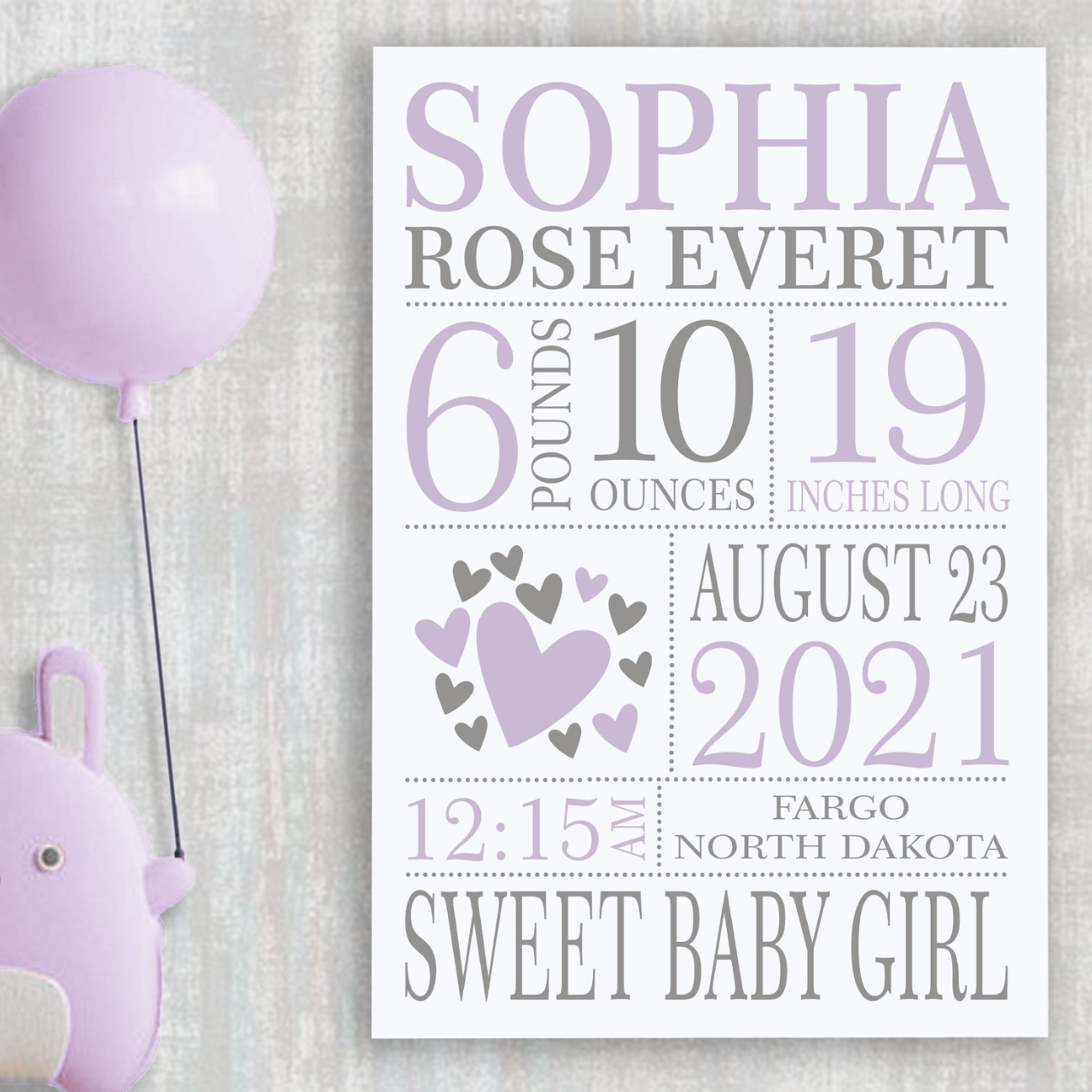 Personalized Baby Newborn Blanket with Birth Information | BKMS015