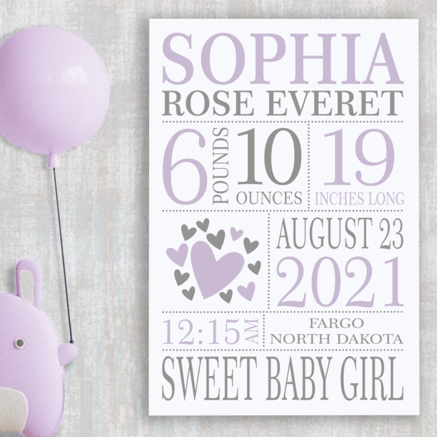 Personalized Baby Newborn Blanket with Birth Information | BKMS015