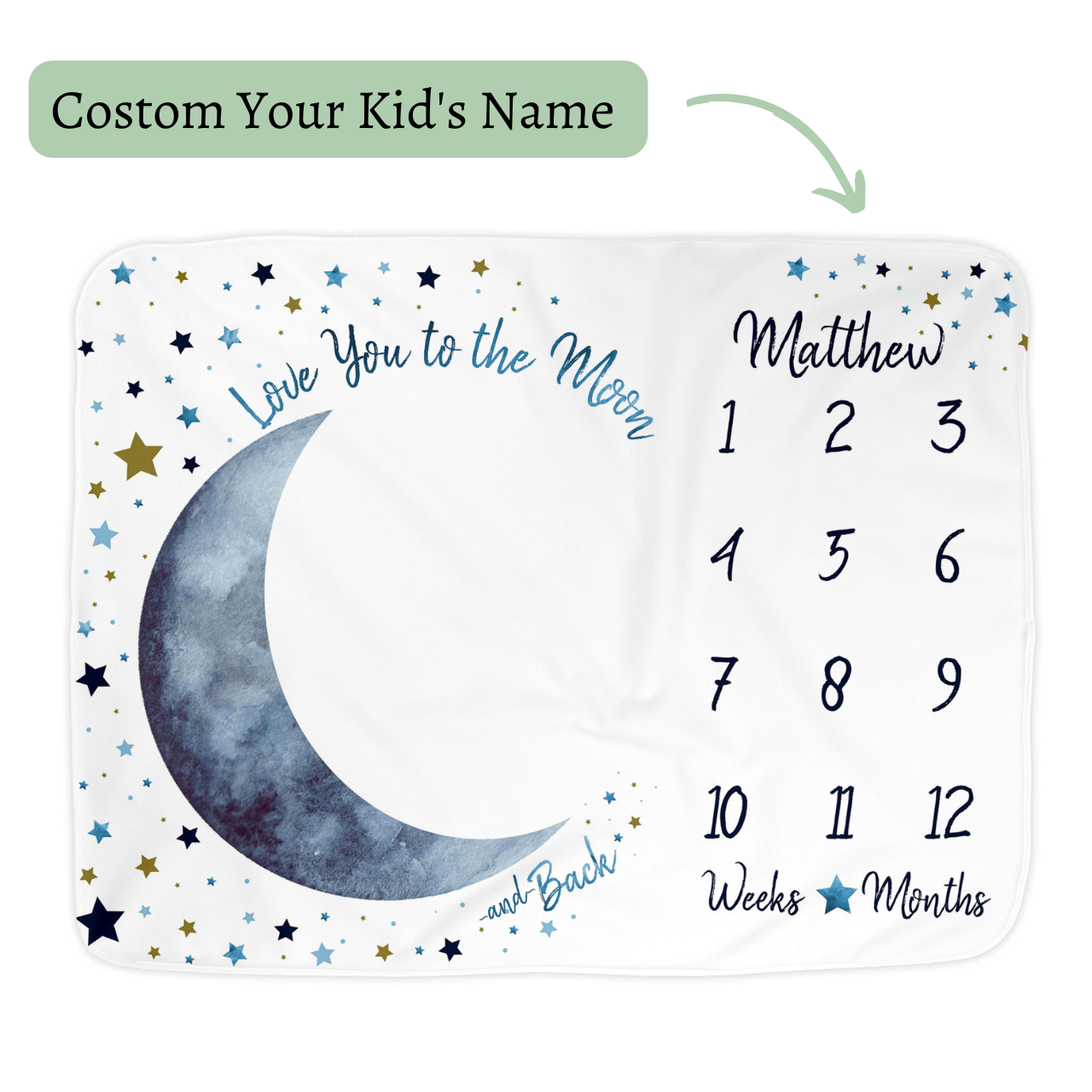 Personalized Baby Milestone Blanket for Comfort & Unique | BKMS008