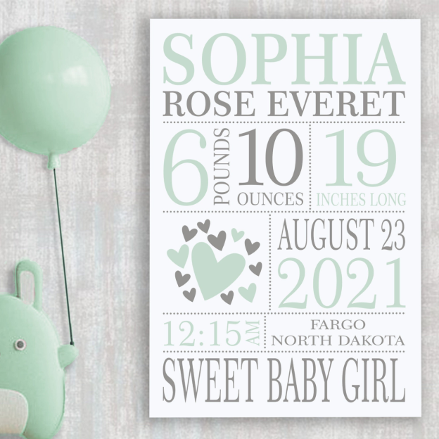 Personalized Baby Newborn Blanket with Birth Information | BKMS015