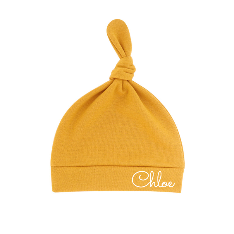 Personalized Newborn Baby Knot Hat Set | CWBaby14