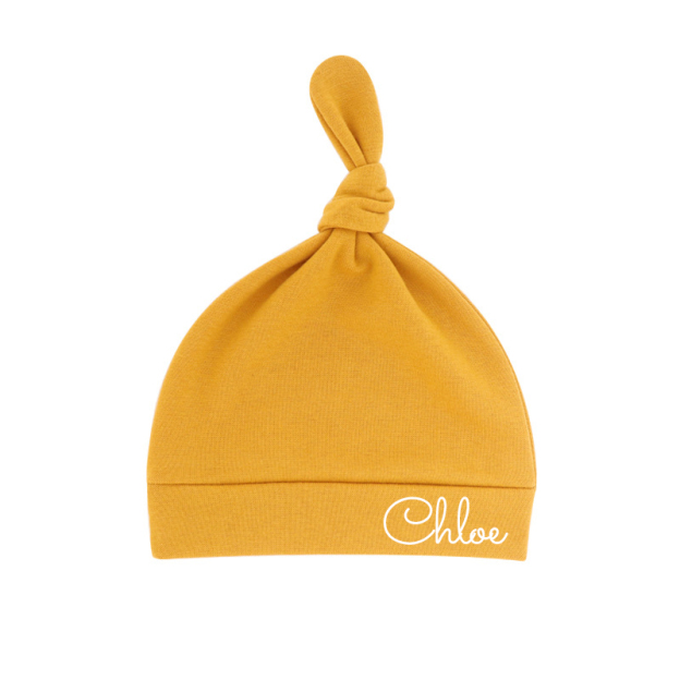 Personalized Newborn Baby Knot Hat Set | CWBaby14