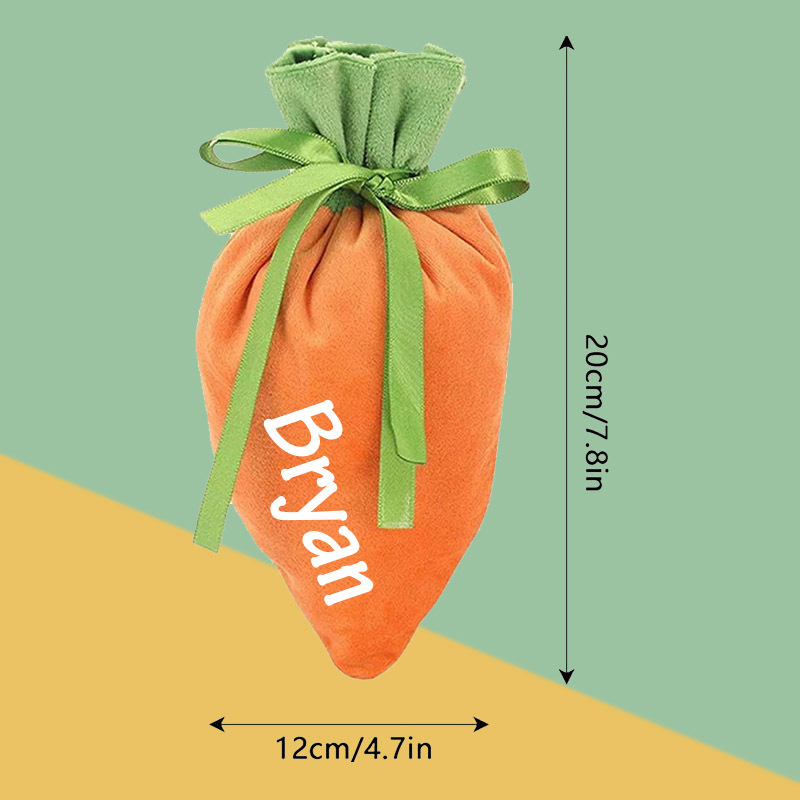 Personalized Name Easter Carrot Velvet Basket | CWEaster05
