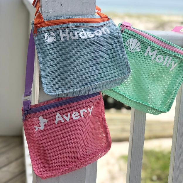 Personalized Seashell Zipper Mesh Beach Bag | CWBeach01