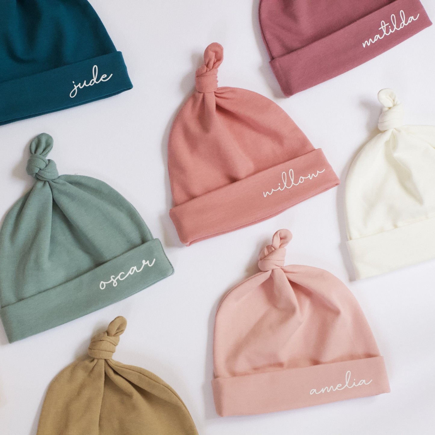 Personalized Newborn Baby Knot Hat Set | CWBaby14