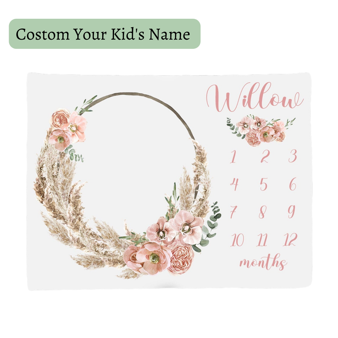 Personalized Baby Milestone Blanket for Comfort & Unique | BKMS012