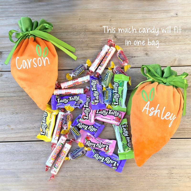 Personalized Name Easter Carrot Velvet Basket | CWEaster12