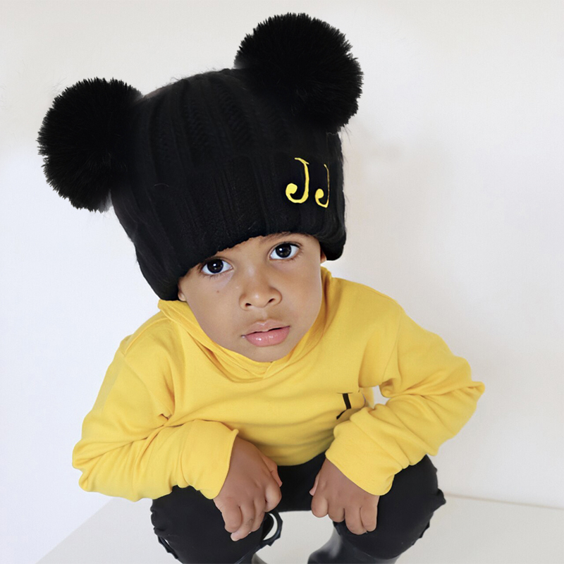 Personalized Embroidery Detachable Pom Pom Hat for Comfort & Unique | HSKid10
