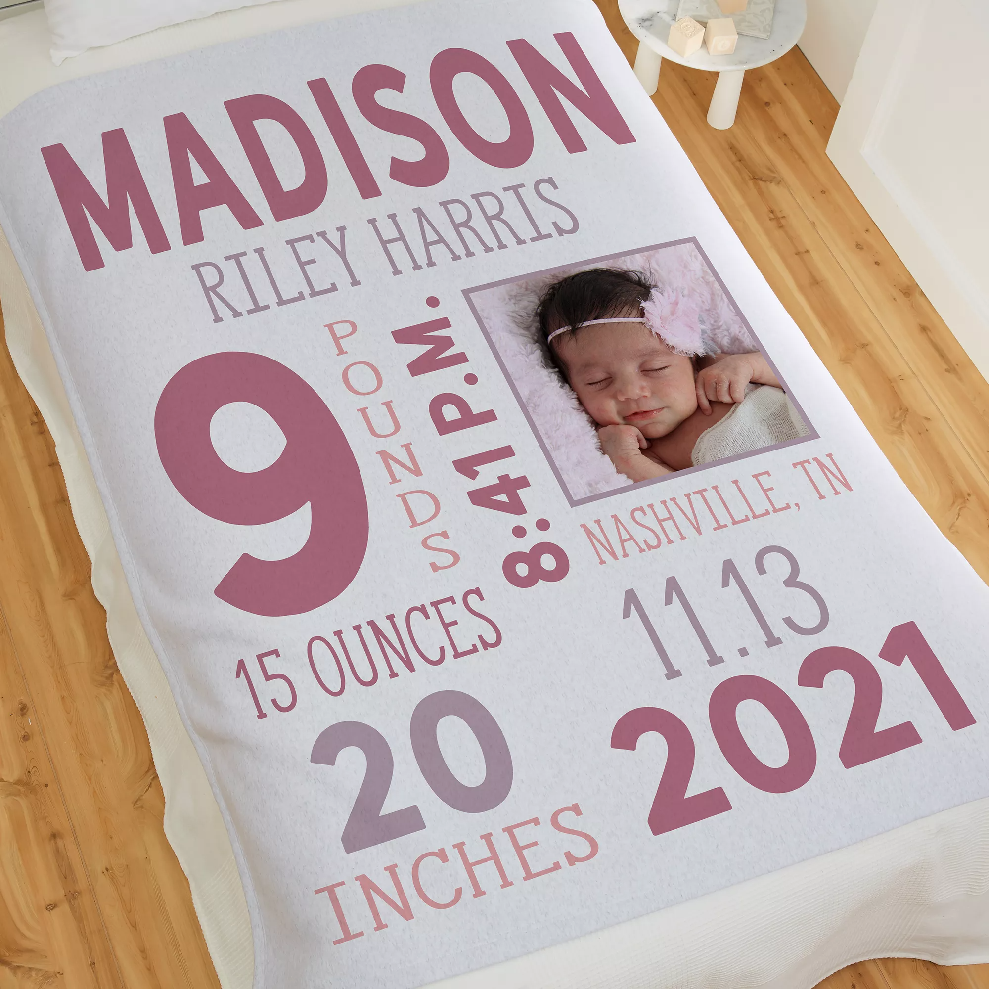 Personalized Baby Milestone Blanket with Birth Information | BKMS014