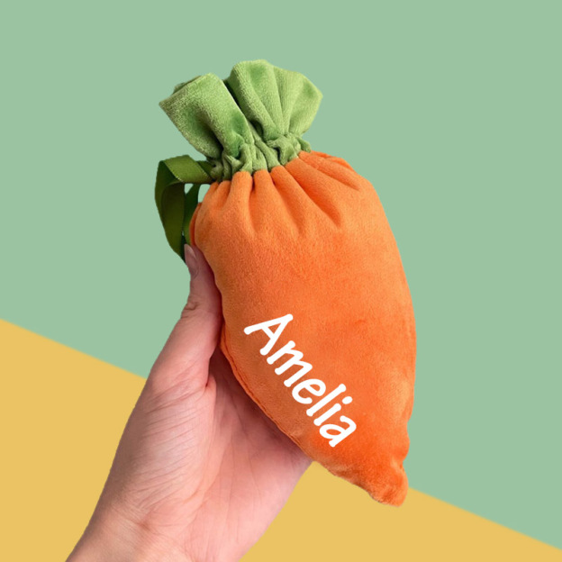 Personalized Name Easter Carrot Velvet Basket | CWEaster05
