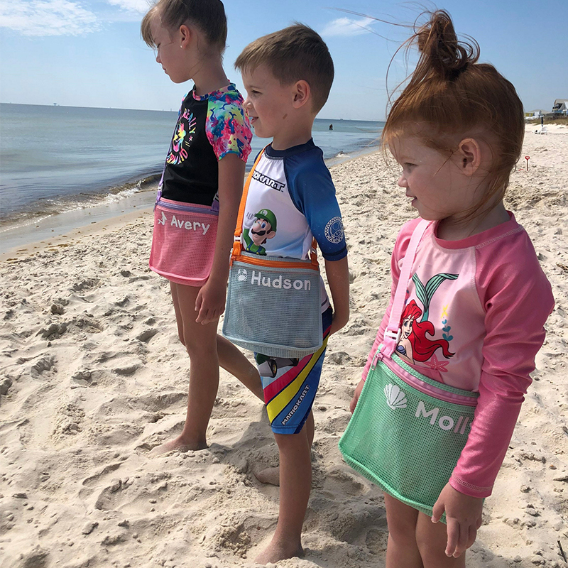 Personalized Seashell Zipper Mesh Beach Bag | CWBeach01