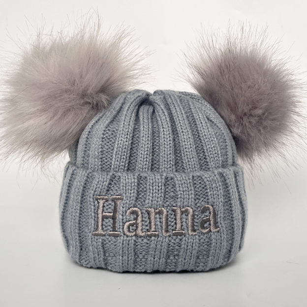 Personalized Embroidery Kid Pom Pom Hat and Scarf for Comfort & Unique | HSKid01