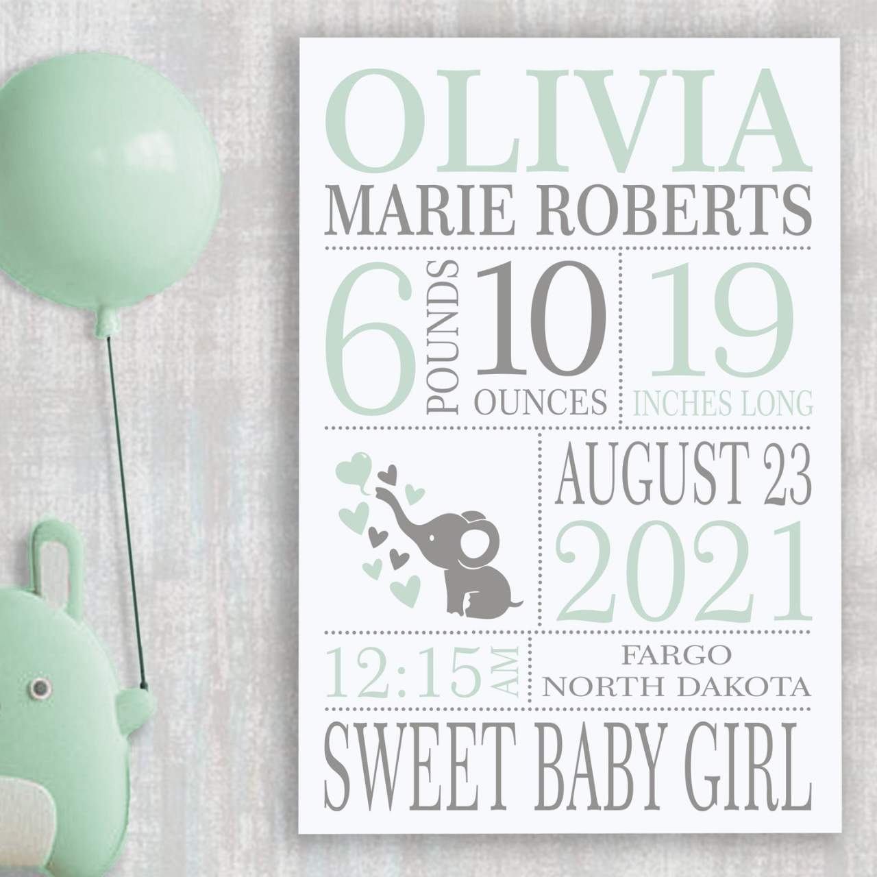Personalized Baby Newborn Blanket with Birth Information | BKMS015