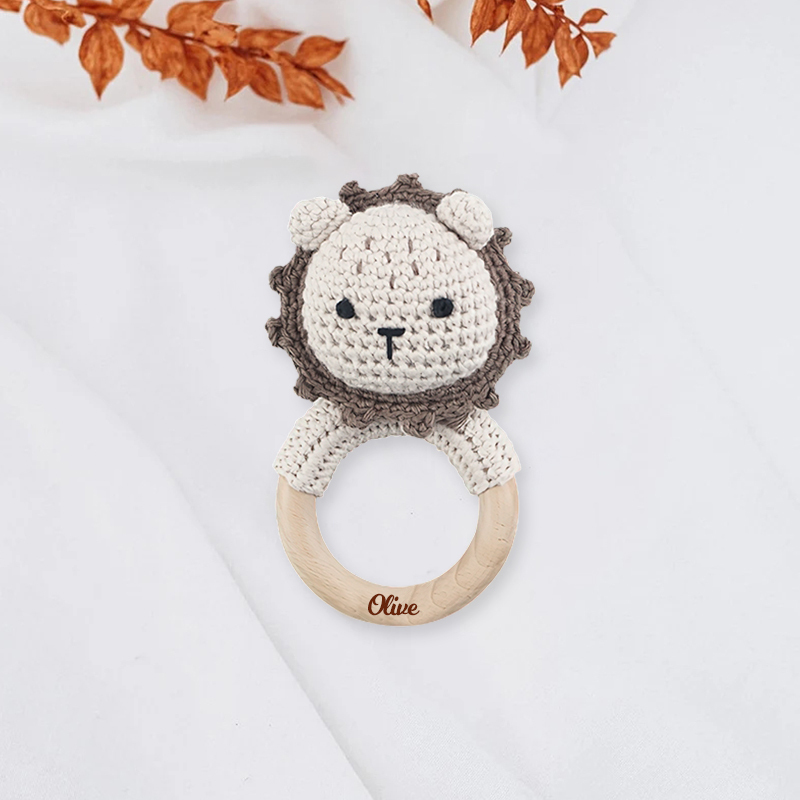 Personalized Knitted Wooden Baby Gripping Ring | CWToy11
