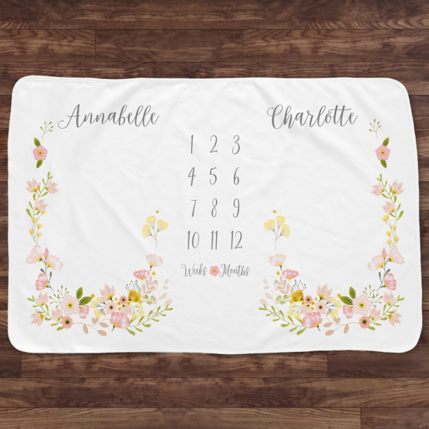 Personalized Baby Milestone Blanket for Comfort & Unique | BKMS010